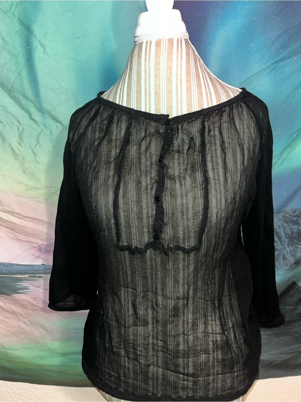 Black Sheer vintage Women's Top